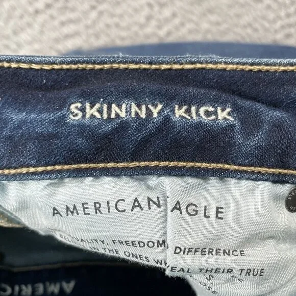 American Eagle Jeans Womens 6 Skinny Kick Super Stretch Distressed Denim - Picture 4 of 10